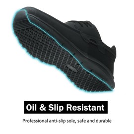 TEYTAP Non Slip Work Shoes for Men Women Waterproof Kitchen Chef Slip Resistant Shoes Casual Lightweight Slip on Walking Sneakers Black