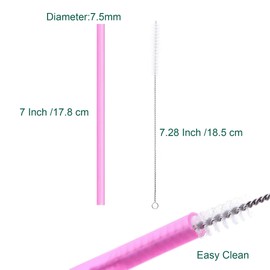 Dakoufish Reusable Plastic Replacement Straws for Short 8 oz 10 oz Jars Tumblers,7 Inch 22 Pack Straws with Cleaning Brush,Dishwasher Safe,BPA Free,Reusable only(7inch, Mix Color)