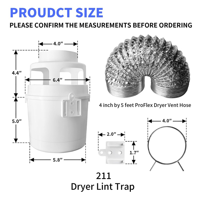 211 Dryer Lint Trap Indoor Dryer Vent Kit Filter Bucket