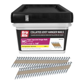 Grip-Rite GRJH4D1M, Collated 33-degree Paper Joist Hanger Nails, 1-1/2" x .148, Heat Treated, 1,000 Nails, Job Pack
