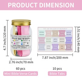 SHBAOCH Bible Verses in a Jar, The Hope Jar Bible Verses, 60 Pieces Mini Bible Verse Cards with 150 Bible Tabs for Emotions & Feelings Jar,Bi-ble Study Supplies Gifts