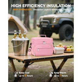 HORJONES Lunch Boxs for Women/men Insulated Lunch bag,Leakproof Lunchbox with Adjustable Shoulder Strap for Adults,Soft Cooler Tote Bag for Office Fitness Picnic Beach Travel - Pink 12-Can(8L)