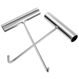 Xinjoduz 2 Stück Trampolin Werkzeug T-Haken, Silber Federspanner Trampolin Metall Federzug Zubehör T-Haken Heringe Abzieher zum Springen Federhaken für Jumping Federzug