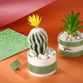 12000 Pieces Bling Bling Rhinestone Sheet Rhinestones Sticker DIY Car Decoration Sticker Self Adhesive Glitter Rhinestones Crystal Gem Stickers for Car Decoration, 9.4 x 7.9 Inch (Green)