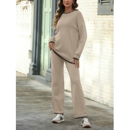 LILLUSORY Lounge Sets Womens 2 Two Piece Matching Sweater Loungewear Set 2024 Fall Winter Two Piece Fall Knit Comfy Clothes Outfits