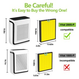 2 Pack Vital 200S Pet Replacement Filter Compatible with LEVOIT Vital 200S Air Purifier, 3-in-1 H13 True HEPA and High-Efficiency Activated Carbon Filter Vital 200S-RF-PA（LRF-V201-YUS) Yellow