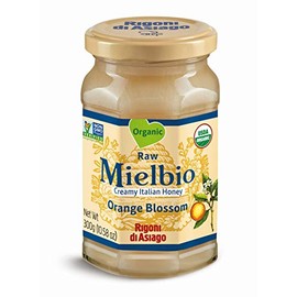 Rigoni di Asiago Mielbio Organic Italian Raw and Creamy Honey, Orange Blossom,10.58 OZ (Pack of 6)