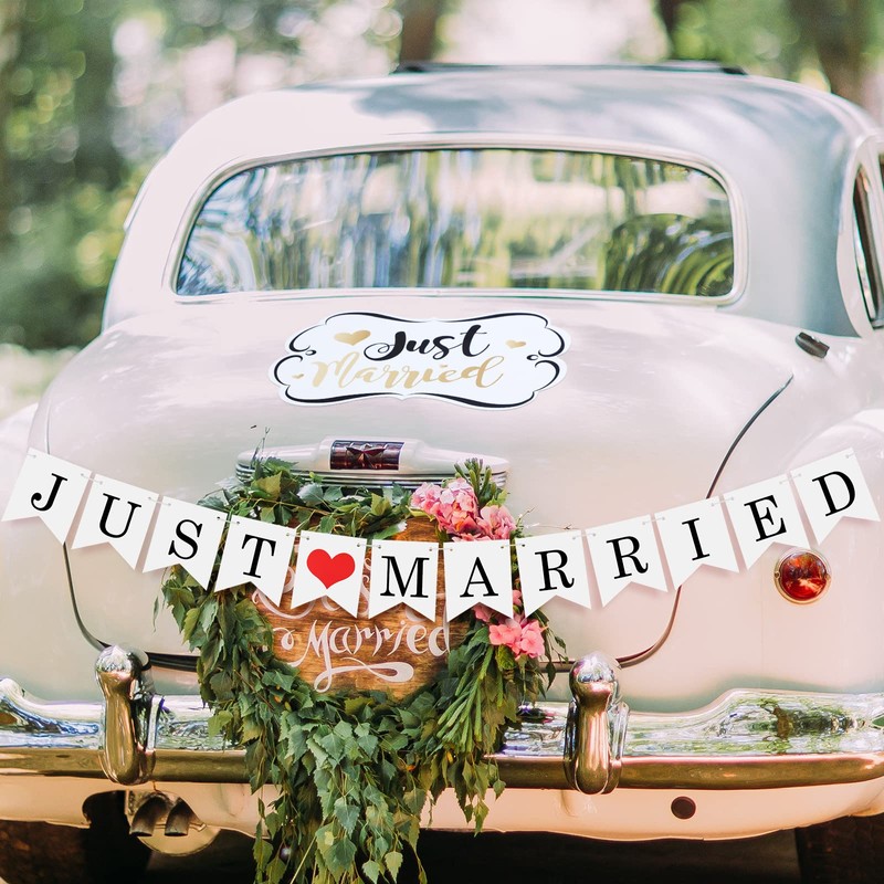 Tallew 4 Sets Just Married Car Decorations Ornate Magnets 12