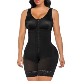 SHAPERX Women's Fajas Colombianas Tummy Control Shapewear Postpartum Full Body Shaper Butt Lifter Bodysuit, SZ7302-Black-S