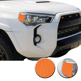 Headlight Amber Delete Overlay Accent Pre Cut Vinyl Decal Compatible with Toyota 4Runner 2015 2016 2017 2018 2019 2020 - Carbon Fiber Orange