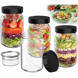 SURETIVIAN 4 Pack Glass Salad Mason Jars with Lids for Meal Prep, 32oz