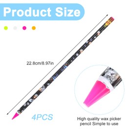4 Pcs Rhinestone Picker Wax Pencil For Rhinestones Applicator Nail Gem Picker Tool Wax Pen Diamond Art Pen Adhesive Resin Picker Pencil Jewel Picker Tool For Nail Art DIY With Pencil Sharpener