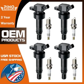 PINO 4*Ignition Coil+Plug OEM Pack For 2012-19 Hyundai Accent Kia Soul Rio 1.6L UF652