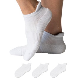 Viasox Ankle Compression Socks for Women & Men 3 Pack, 14 mmHg Support Improves Circulation, Extra Cushioned (White, S/M)