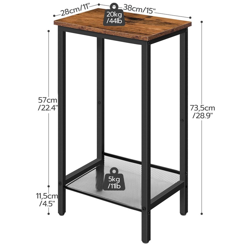 HOOBRO Tall Side Table, Industrial End Telephone Table with Adjustable