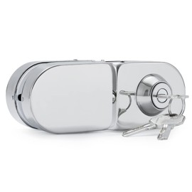 Ranbo Frameless Double-Sided Glass Door Lock, No-Drill, 304 Stainless Steel, Suitable for 3/8''-1/2''(10mm-12mm) Sliding Glass Doors, Office Doors, Commercial Doors, Includes 3 Keys, Polished Chrome