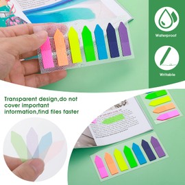 1120 PCS Sticky Notes Tabs Neon Color Sticky Index Tabs, Colored Translucent Arrow Flags Tabs Sticky Book Tabs for Page Markers Tabs 7 Colors Removes Cleanly
