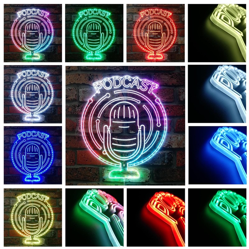 ADVPRO Podcast Microphone DND RGB Dynamic Glam LED Sign -
