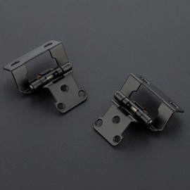 50 Pack 25 Pair Black Cabinet Hinges - 1/2 inch Overlay Partial Wrap Around Cupboard Door Hinges for Face Frame, Self Closing Black Face Mount Hardware