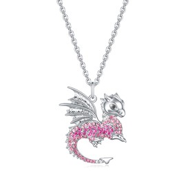 luomart Dragon Necklace Gifts for Girls,Women Dragon Necklaces Pendant Jewelry (Dragon Pink)
