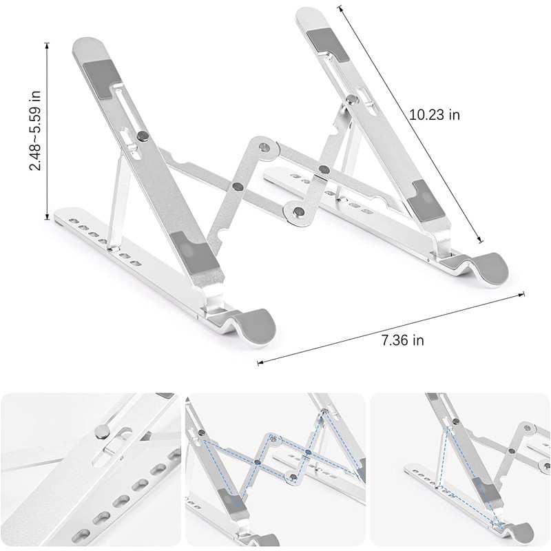 Hoppac Laptop Stand, Adjustable 7-Tier Laptop Stand, Folding Vented Aluminum