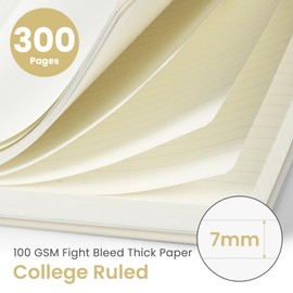 Lined Spiral Notebook Journal for Work, 300 Pages Thick B5 (7.1"x10") College Ruled Journal for Women & Writing, Hardcover Notebook for Note Taking, Perfect for Office Home School Supplies, Grey Beige