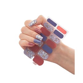 14Pcs Glitter Gold Spots Split Stripes Wave Nail Wrap Sticker Dq3 047 Nail Wraps Stickers Manicure Supplies for Women Nails Full Long Lasting Easy Apply and Remove