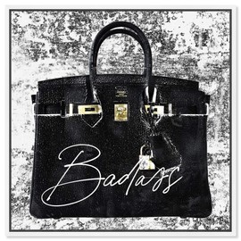 The Oliver Gal Artist Co. Fashion and Glam Wall Art Framed Canvas Prints 'Super Birkin Women' Handbags Home Décor, 30 in x 30 in, Black, White