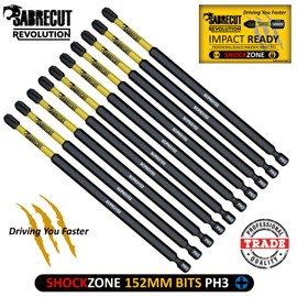 10 x SabreCut SCPH3152_10 152mm PH3 Magnetic Impact Screwdriver Driver Bits Set Phillips Heavy Duty Compatible with Dewalt Milwaukee Bosch Makita and more