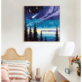 Framed Paint by Numbers Kit for Adults Beginners & Kids Ages 8-12, Landscapes Acrylic Easy Paint by Number with Frame, Watercolor Paint by Number Kits on Canvas Framed (10 * 10 Inch, without Easel)