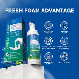 Aligner & Retainer Cleaner Fresh Foam – Dry Mouth Relief, Compatible with Invisalign, Aligners, Retainers, Mouth Guards, Night Guards, Veneers, Whitens, Freshens, 3% Hydrogen Peroxide, Mint - 50ml