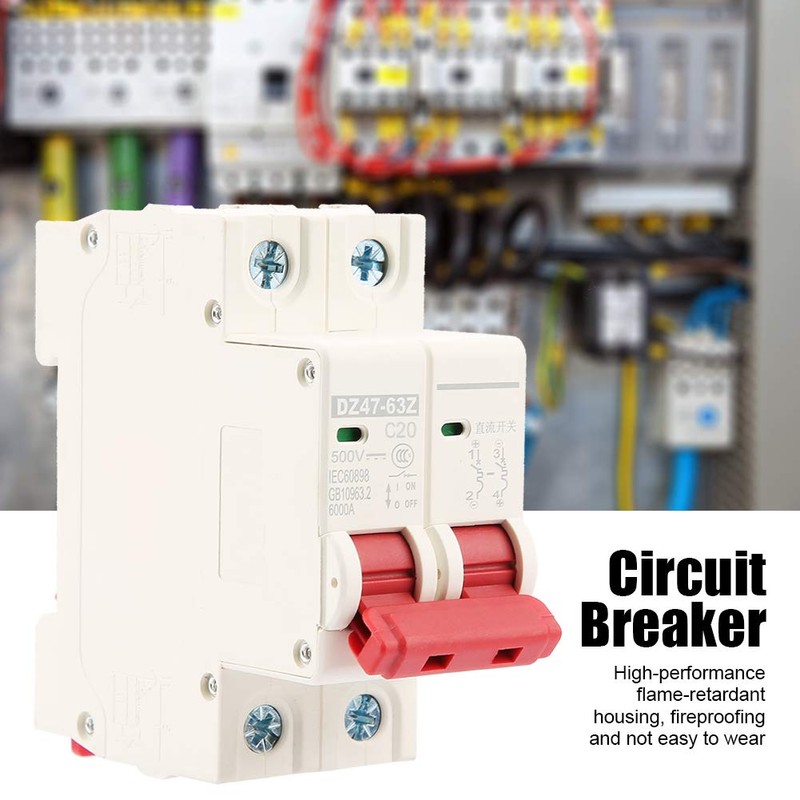 Circuit Breaker,2P DC 500V 20A Mini Circuit Breaker,MCB Safety Breaker,DZ47-63Z-2P,Provide