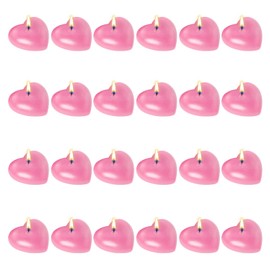 24 PCS Pink Floating Candles, Unscented Dripless Wax Discs Heart Shape Floating Candles Mini Candle Floating Discs for Centerpieces, Cylinder Vases, Weddings, Party, Home Decor
