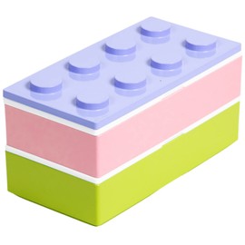 padou [P:BLOCK] Trio Block 2-Tier Lunch Box (Light Purple), 16.9 fl oz (480 ml), Slim, Kindergarten Entrance and Excursions, Includes Chopsticks, Includes Lunch Belt, Made in Japan (H x W x H): 3.1 x