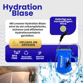 DORNNA Hydration Bladder BPA Free Portable Hydration Pack Heavy Duty for Trail MTB Cycling Mountain 1L