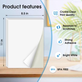 MaxGear 8.5" x 11" Full-Page Sticker Paper for Inkjet or Laser Printer, Shipping Address Labels Paper, Matte White Paper Sheets, Strong Adhesive, Dries Quickly, Holds Ink Well, 100 Sheets