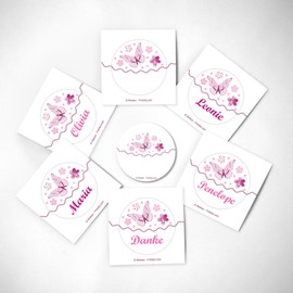 JuNa-Experts Gift Bags / Purple + Stickers Butterflies for Party Bags Guest Gift for Birthday Children's Birthday Girl Christening Wedding