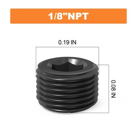 GASHER 100Pcs 1/8" NPT Carbon Steel Pipe Plug Fitting Internal Hex Thread Socket Pipe Plug
