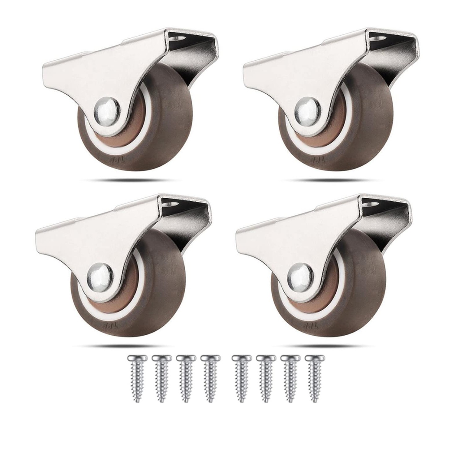 WANLIAN Mini Fixed Caster Wheels 1.5 Inch Silent Ball Bearing Small ...