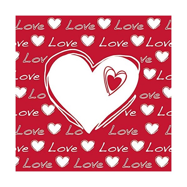 Ambiente Serviettes with Love Heart Red Heart Design 33 x