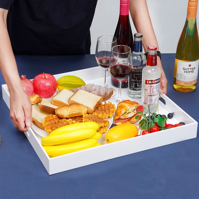 20×20 Inches Oversize Extra Large Sturdy Glossy White Acrylic Serving