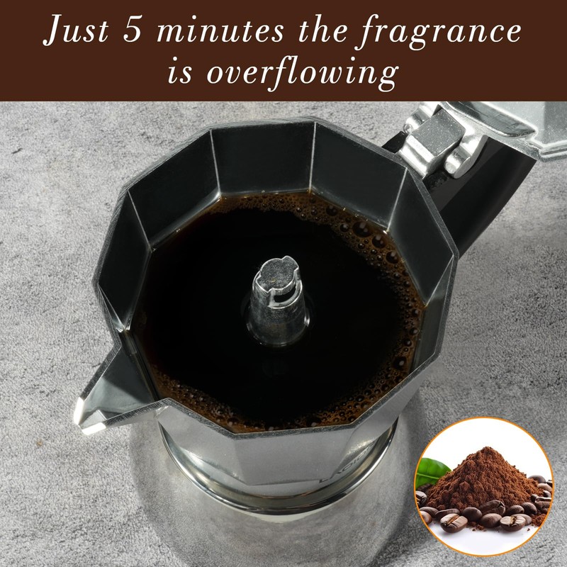 LAOION Stovetop Espresso Maker, 6Cup Moka Pot, Espresso Machine Compatible