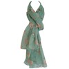 GlamLondon Women's Watercolour Robin Bird Printed Christmas Scarf (Mint Green)