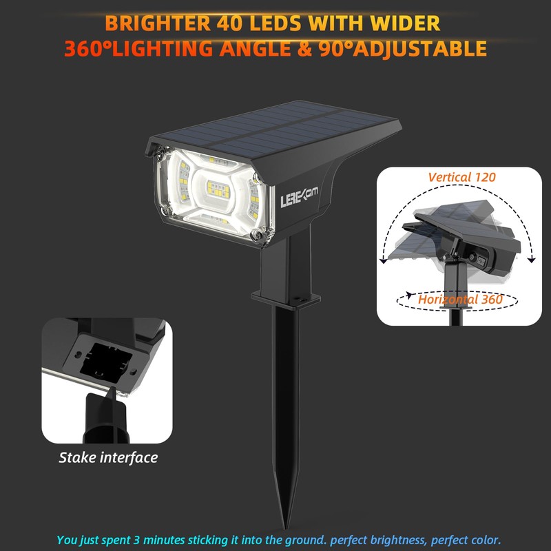 Solar Outdoor Lights,40 LEDs Color Changing RGB Solar Landscape Path