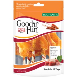 Good 'N' Fun Triple Flavor Wings, Made with Real Meat, Treats for All Dog Sizes, 4 ounce