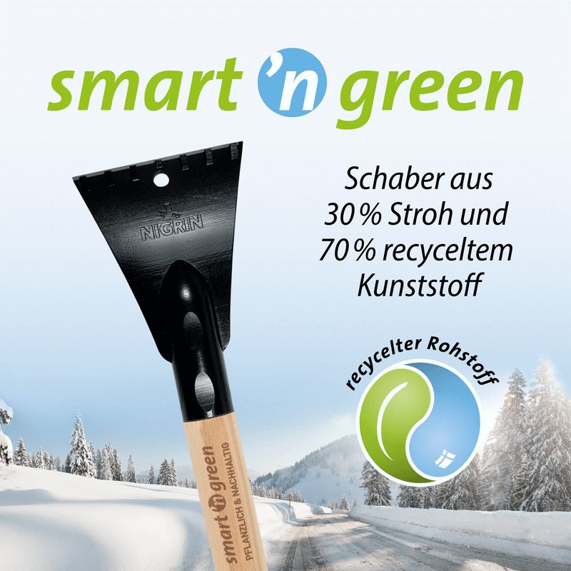 NIGRIN Smart'n Green Ice Scraper Wooden Handle from Sustainable FSC