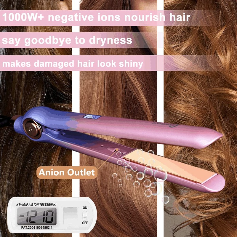 Hair Straightener and Curler,Nano Titanium Ceramic Flat Iron with Argan