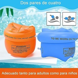 Flotadores para Niños, 4 PCS Bandas inflables del Brazo para Niños y Adultos, Bandas Inflables para Nadar de Mangas Engrosadas del Flotador del PVC