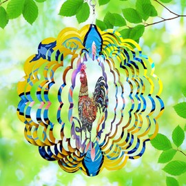 Wind Spinners Outdoor Garden Decor, 12“ Rooster Metal Wind Spinner for Yard Decorations Outdoor, Wind Spinners for Yard and Garden Front Porch Patio Decor