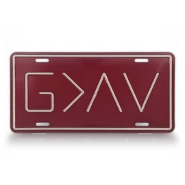 God is Greater Than The Highs and Lows License Plate, Embossed 6X12 Metal Auto Tag, G>^V (Red)